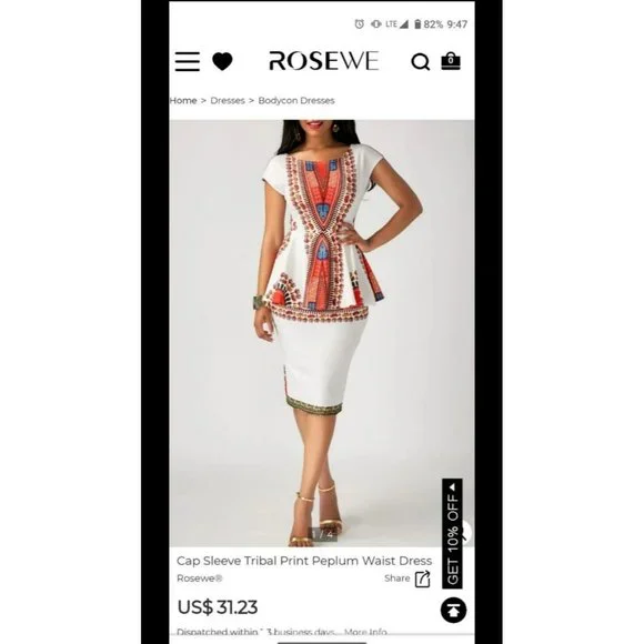 Rosewe | Dresses | Tribal Print Peplum Waist Dress Size M | Poshmark